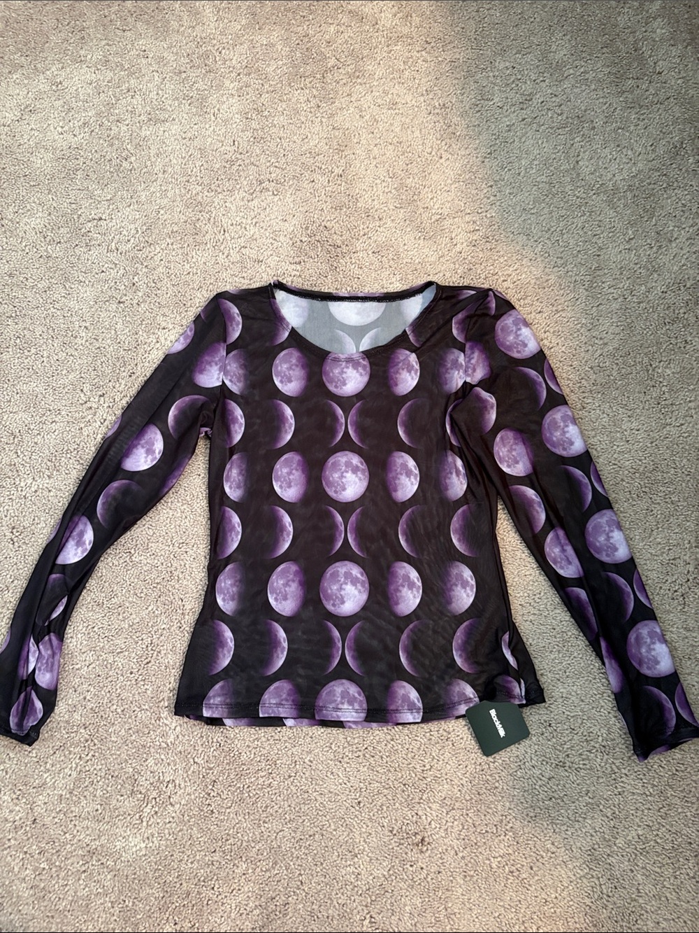 Black milk Purple Moon Phase Long-Sleeve Mesh Top
